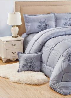 Moon 4 Pieces Single Size 160x210Cm Comforter Set Medium Filling Bedding Set for All Season Includes 1Comforter 1Bedsheet 1Pillow Shams and 1Cushion cases  - Image 2
