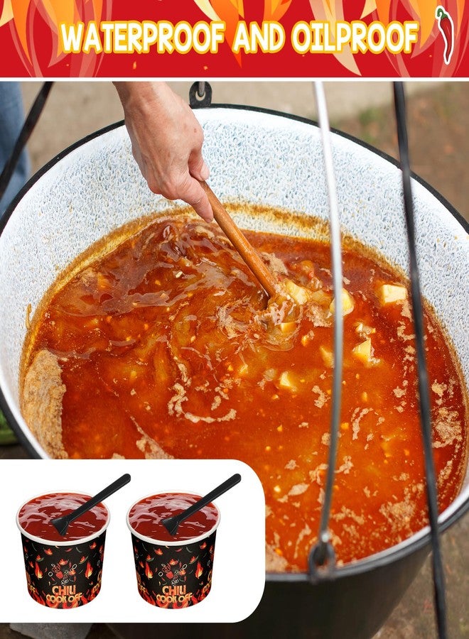 RimCereal 550 Pcs 5 oz Chili Cook Off Party Decorations Include 5 oz Disposable Sample Cook Off Tasting Paper Cups Plastic Spoon for Party Supplies (Mixed Flame Chili) - Image 3