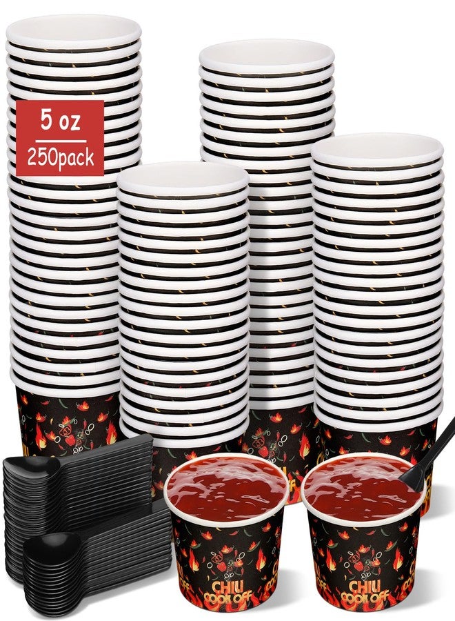 RimCereal 550 Pcs 5 oz Chili Cook Off Party Decorations Include 5 oz Disposable Sample Cook Off Tasting Paper Cups Plastic Spoon for Party Supplies (Mixed Flame Chili) - Image 1