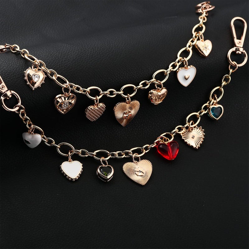 SORGERLY Heart Bag Charm Purse Chain - Gold Keychain for Tote Handbag Accessories - Cute Key Chain Gift for Women (Colorful) - Image 5
