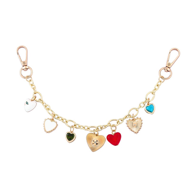 SORGERLY Heart Bag Charm Purse Chain - Gold Keychain for Tote Handbag Accessories - Cute Key Chain Gift for Women (Colorful) - Image 1