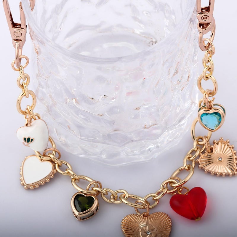 SORGERLY Heart Bag Charm Purse Chain - Gold Keychain for Tote Handbag Accessories - Cute Key Chain Gift for Women (Colorful) - Image 4