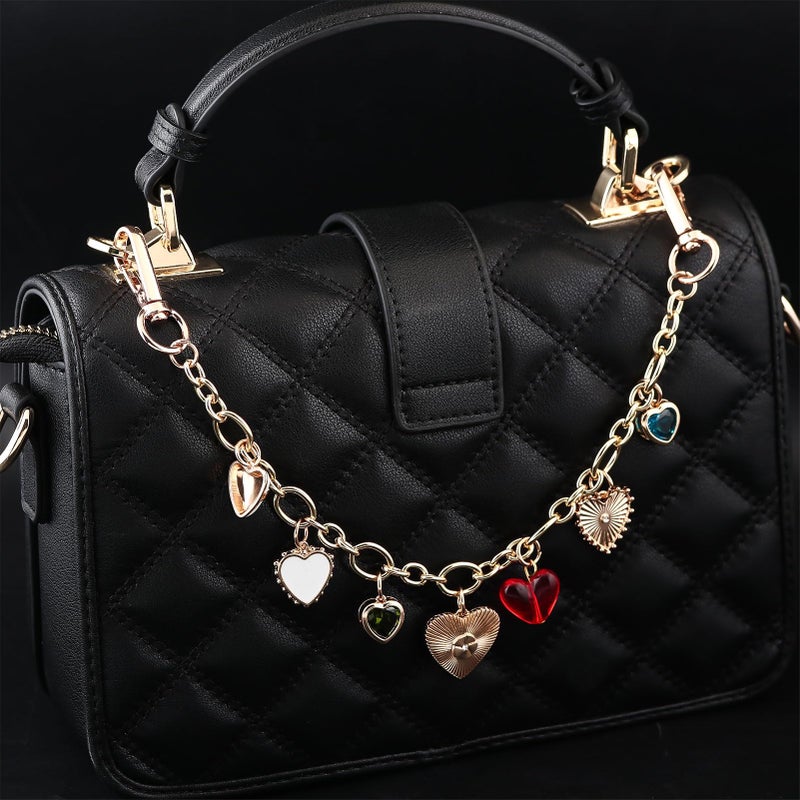 SORGERLY Heart Bag Charm Purse Chain - Gold Keychain for Tote Handbag Accessories - Cute Key Chain Gift for Women (Colorful) - Image 2