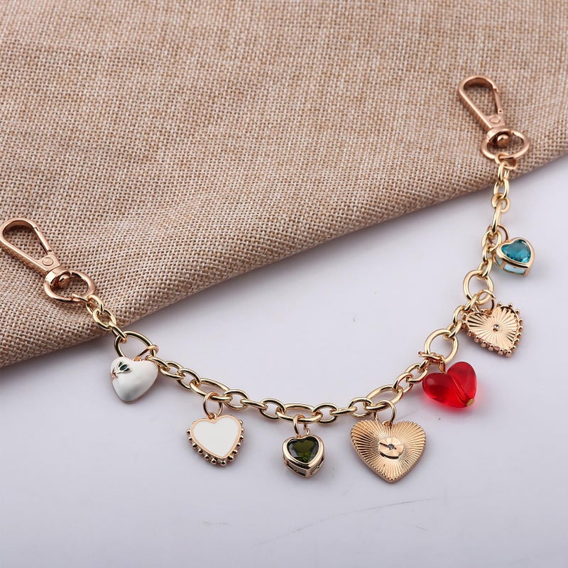 SORGERLY Heart Bag Charm Purse Chain - Gold Keychain for Tote Handbag Accessories - Cute Key Chain Gift for Women (Colorful) - Image 3
