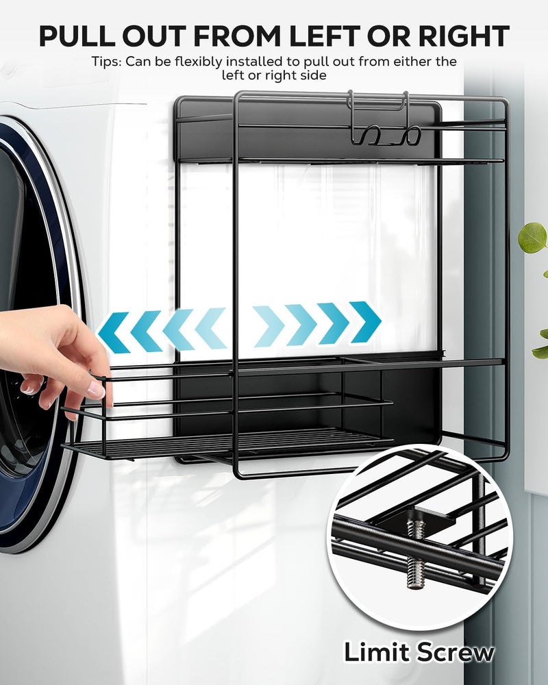 Nieifi Magnetic Shelves for Washing Machine, Heavy Duty, 2 Tier Magnetic Laundry Organizer, Dryer Sheet Holder for Laundry Room Storage, Black - Image 3