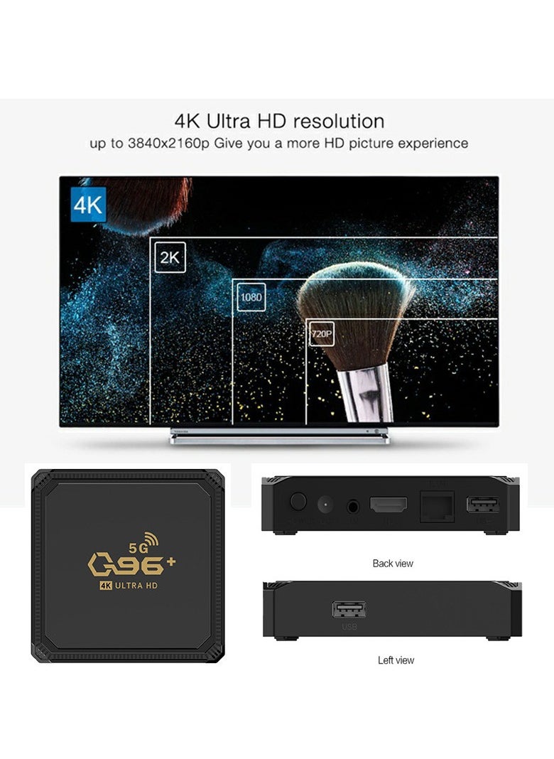 Android Q96+5G 4K ultra HD Android 9.0TV box,4GB RAM 64GB ROM 64bit Support 2.4G/5GHz Dual WiFi,Ultra HD/ 3D/ H.265 Android Box with HiSilicon 3798M chip, (4+64)  - Image 1