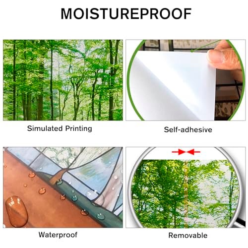 ChezMax Door Stickers Decals 3D Door Murals Peel and Stick, Removable Decorative Vinyl Wallpaper Waterproof Self Adhesive Wall Covers Poster for Home Office Decoration Woods 30.3" W x 78.7" H - Image 3