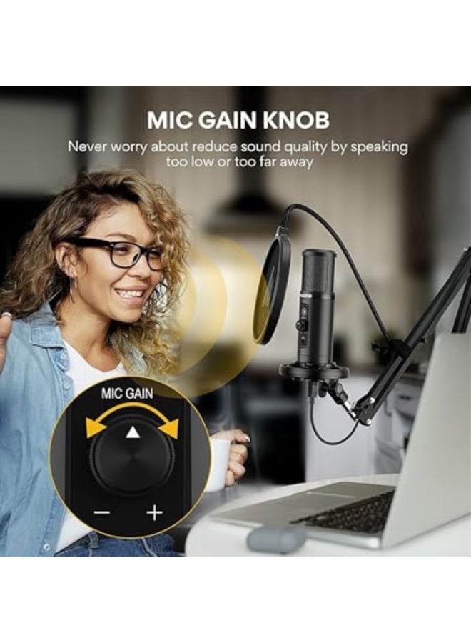 Maono PM422 USB Microphone for Computers with Mute and Volume Control for Multiple Uses, Studio Recording, Podcasting, Gaming, Live Streaming on Twitch and YouTube, Unidirectional, Black - Image 3