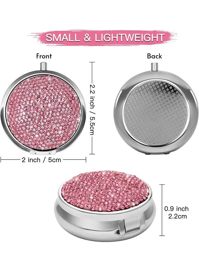 Bling Crystal Pill Box, Portable 3 Compartments Daily Pill Organizer, Small Travel Pill Case For Purse Or Pocket, Medicine Vitamin Pill Container Organizer - Image 2