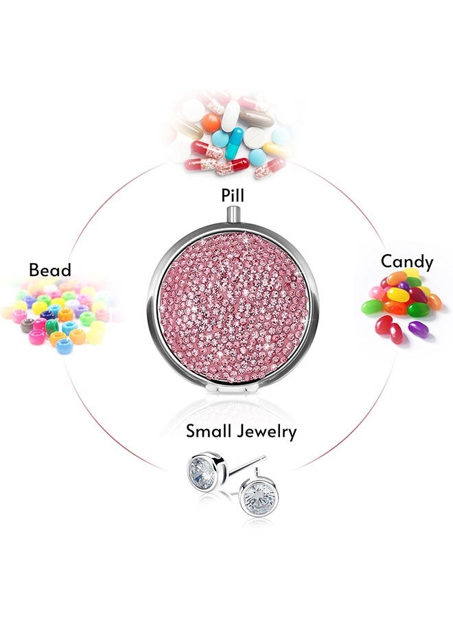 Bling Crystal Pill Box, Portable 3 Compartments Daily Pill Organizer, Small Travel Pill Case For Purse Or Pocket, Medicine Vitamin Pill Container Organizer - Image 5