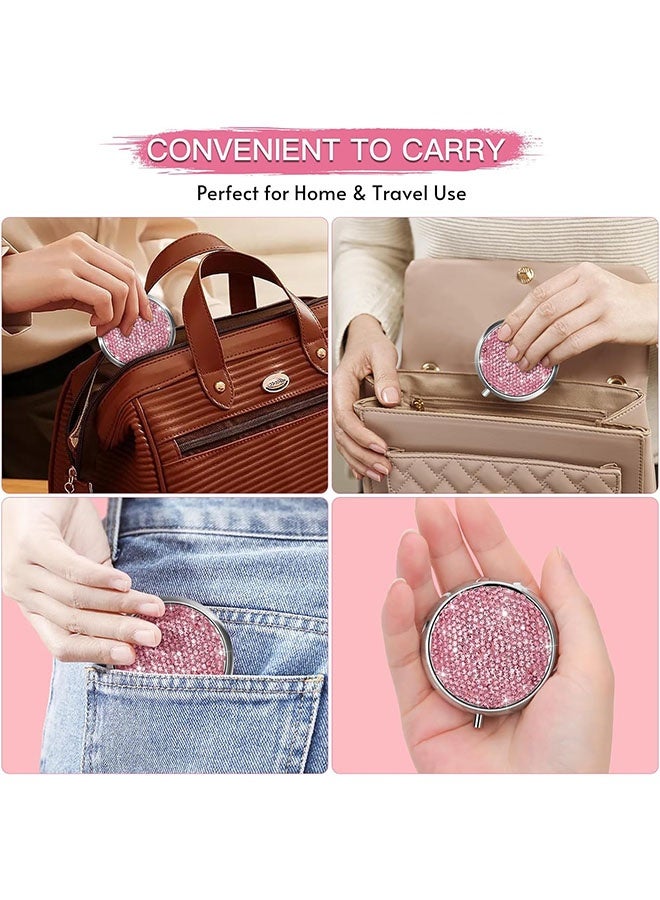 Bling Crystal Pill Box, Portable 3 Compartments Daily Pill Organizer, Small Travel Pill Case For Purse Or Pocket, Medicine Vitamin Pill Container Organizer - Image 3