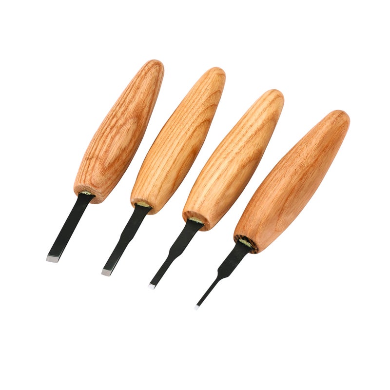 FLEXCUT Carving Tools Chisel Micro Tool Set HighCarbon Steel Blades with Solid Ash Handle Set of 4 MT100
