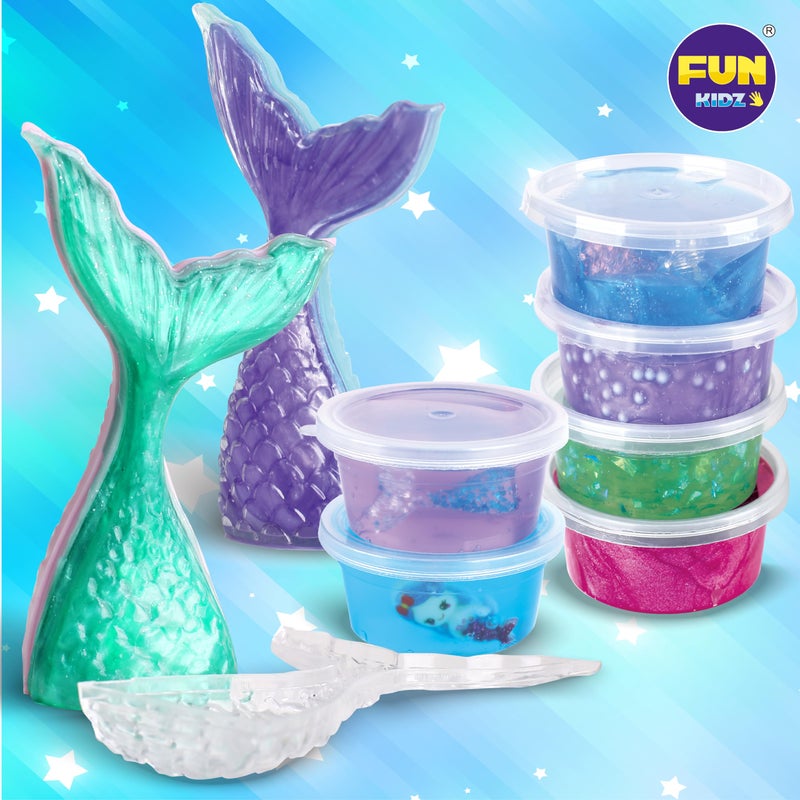 FUN KIDZ Summer Gift Mermaid Slime Kit for Girls, FunKidz Shimmer Slime Making Kit for Kids Age 8-12 DIY Soft Glitter Glossy Metallic Slime Toy - Image 4