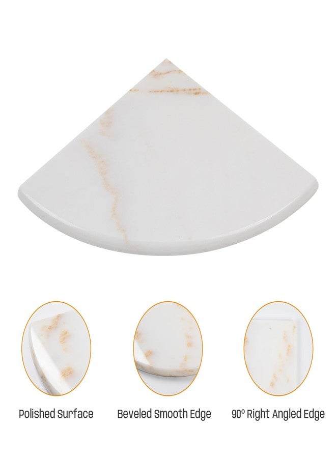 Adolif 2 Pcs Gold Marble Corner Shower Shelf, 9 Inch Wall Mounted Marble Corner Shelves for Shower Bathroom Kitchen, Polished - Image 5