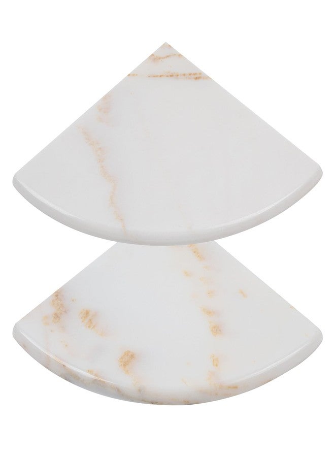 Adolif 2 Pcs Gold Marble Corner Shower Shelf, 9 Inch Wall Mounted Marble Corner Shelves for Shower Bathroom Kitchen, Polished - Image 1