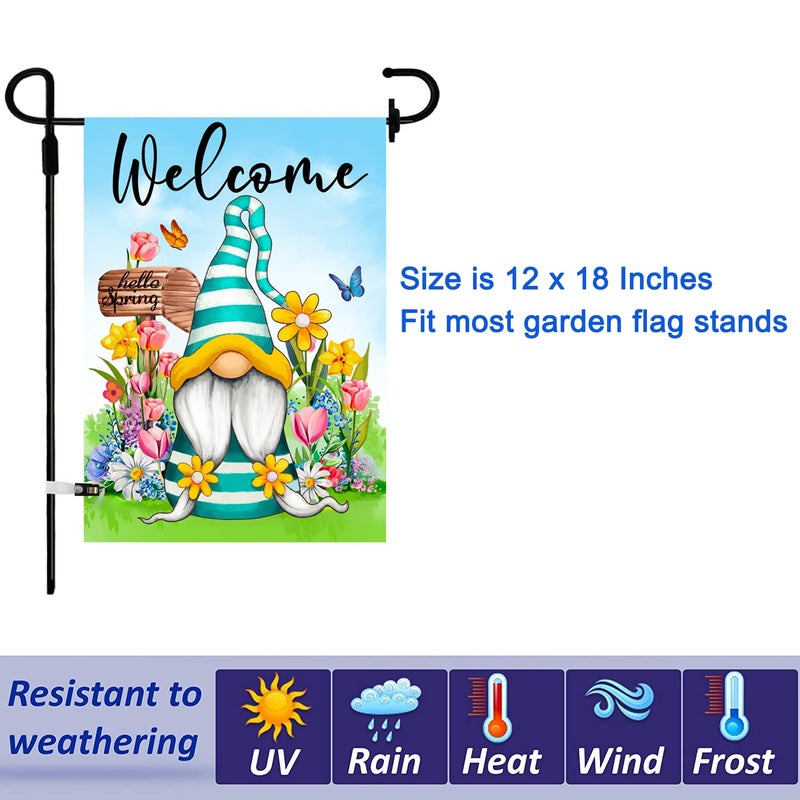 Pating Set of 10 Gnome Seasonal Garden Flags,Double Sided 12 x 18 Inch Yard Flags,small garden flags for outside, Christmas Spring Seasonal Flags for Outdoor,Holiday Garden Flags for All Seasons - Image 3