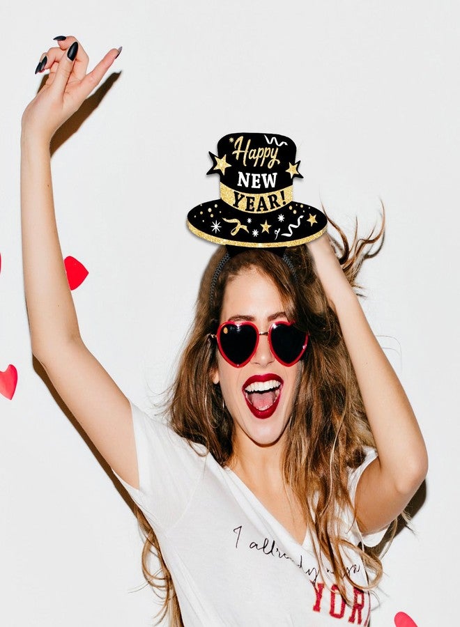 WEEPA 12 Pcs New Year's Eve Party Decorations 2026 New Year Eve Hats HAPPY NEW YEAR Headbands Paper Black Tiara With Gold Glitter Headbands - Image 5