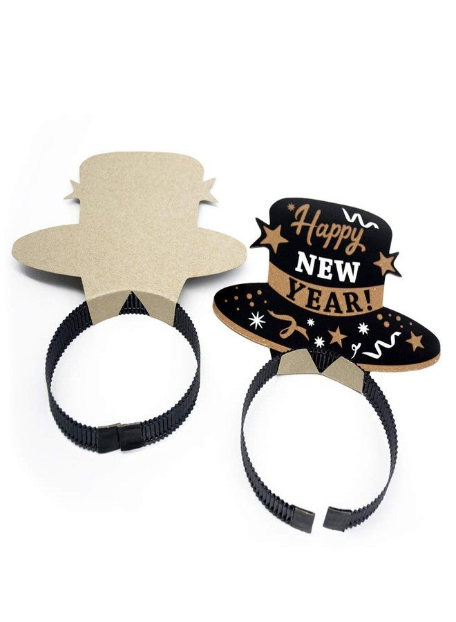 WEEPA 12 Pcs New Year's Eve Party Decorations 2026 New Year Eve Hats HAPPY NEW YEAR Headbands Paper Black Tiara With Gold Glitter Headbands - Image 4