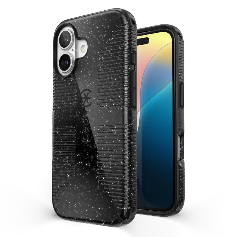 Speck CandyShell Grip iPhone 16 Case Slim MagSafe Black GlitterSteel Black - Image 2