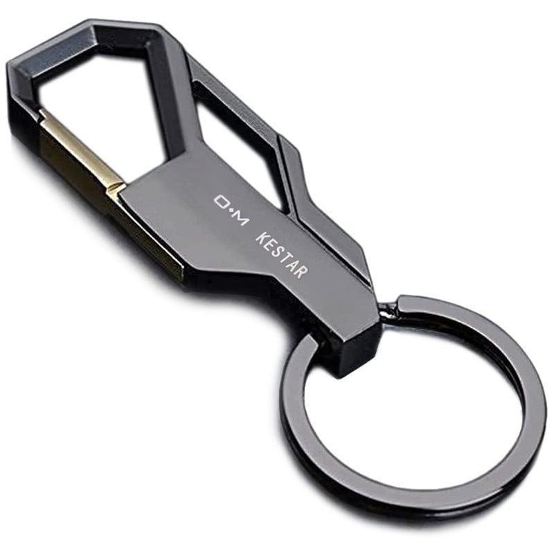 TechPro Stainless Steel Keychain Heavy Duty Car Keychain for Men and Women | Proud Horse Black Hook - Image 1