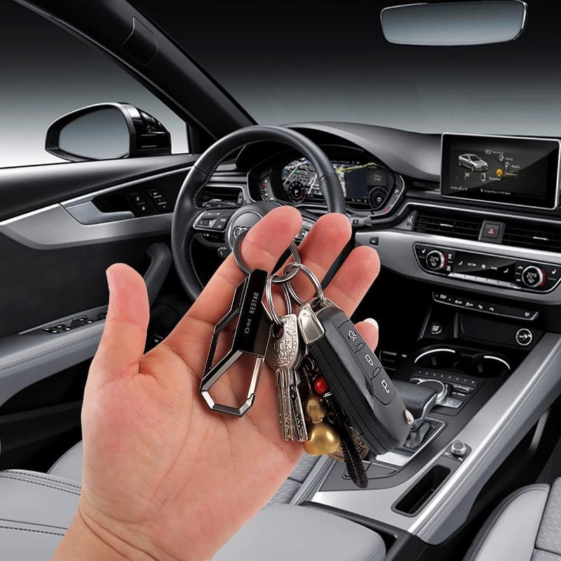 TechPro Stainless Steel Keychain Heavy Duty Car Keychain for Men and Women | Proud Horse Black Hook - Image 3