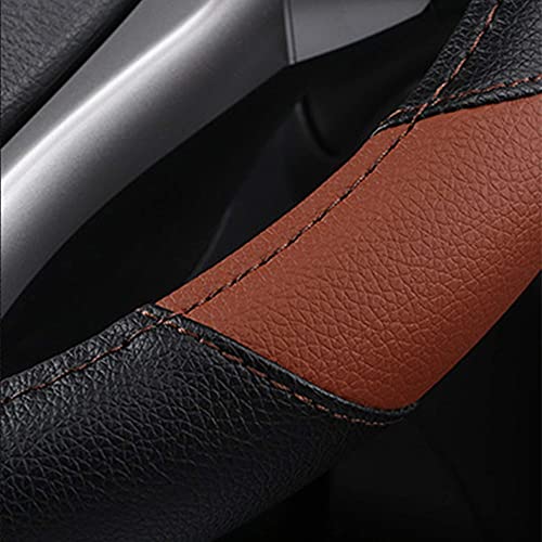 szttswamp Leather Car Steering Wheel Cover, Non-Slip Car Wheel Cover Protector Breathable Microfiber Leather Universal Fit for Most Cars(Brown) - Image 4