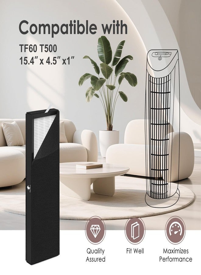 HSIAMEN TF60 T500 Replacement Filter Compatible with Alen Tower Air Purifier T500 TF60-Pure, 2 H13 True HEPA & 6 Activated Carbon Pre-filter - Image 2