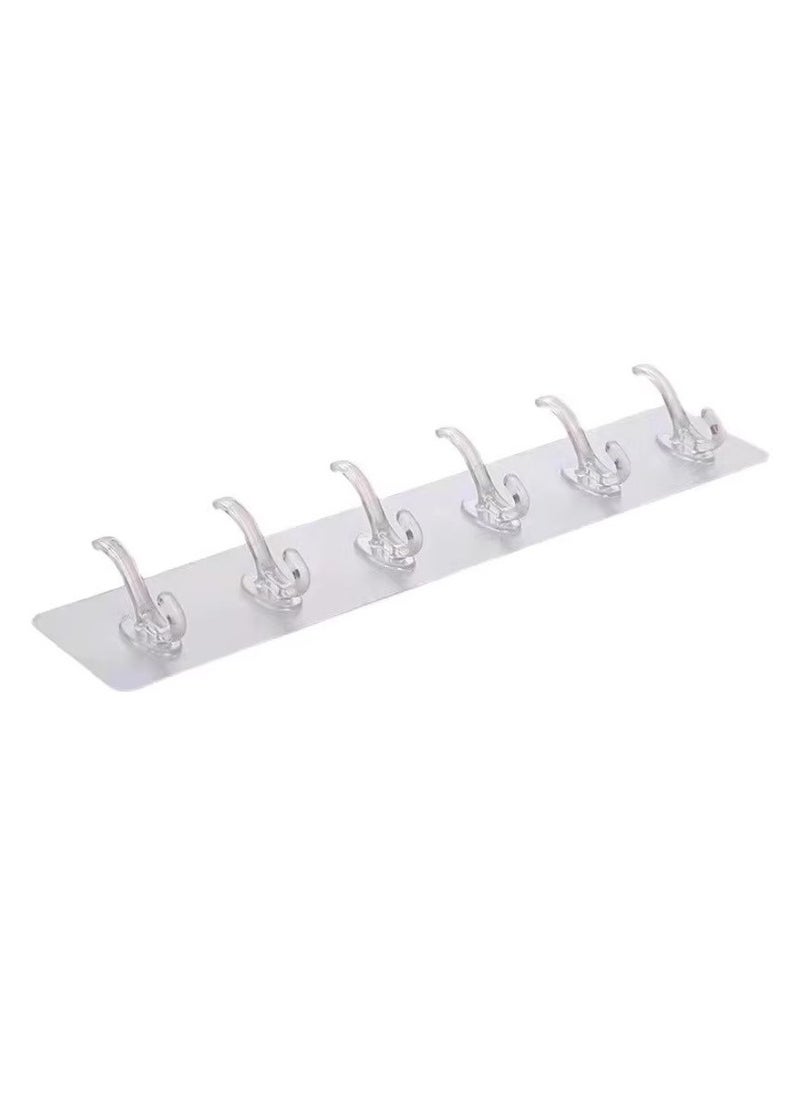 Bukela - 2 pcs Sticky Punch-Free Wall Hooks Transparent Row Hook Adhesive Row Hooks Paste Hook Waterproof Adhesive Row Hooks Punch-Free Hook. - Image 1