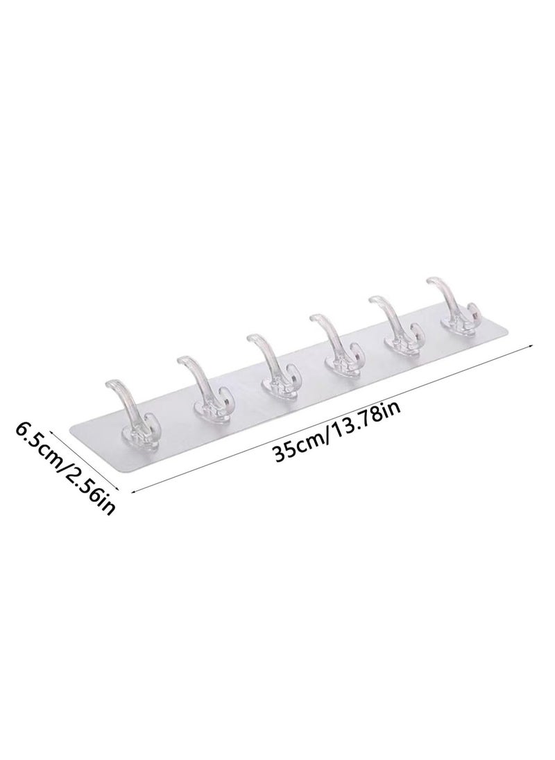 Bukela - 2 pcs Sticky Punch-Free Wall Hooks Transparent Row Hook Adhesive Row Hooks Paste Hook Waterproof Adhesive Row Hooks Punch-Free Hook. - Image 1