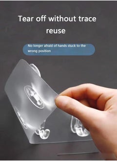 Bukela 2 pcs Sticky Punch-Free Wall Hooks Transparent Row Hook Adhesive Row Hooks Paste Hook Waterproof Adhesive Row Hooks Punch-Free Hook.  - Image 4
