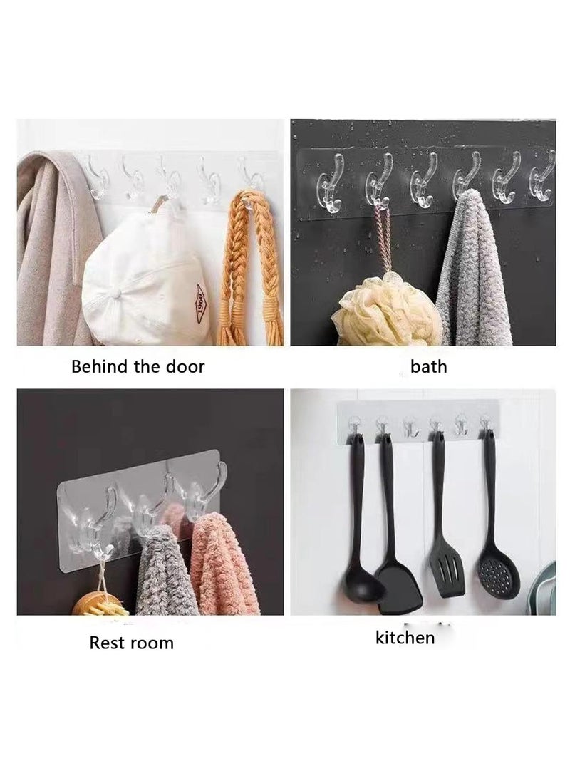 Bukela - 2 pcs Sticky Punch-Free Wall Hooks Transparent Row Hook Adhesive Row Hooks Paste Hook Waterproof Adhesive Row Hooks Punch-Free Hook. - Image 1