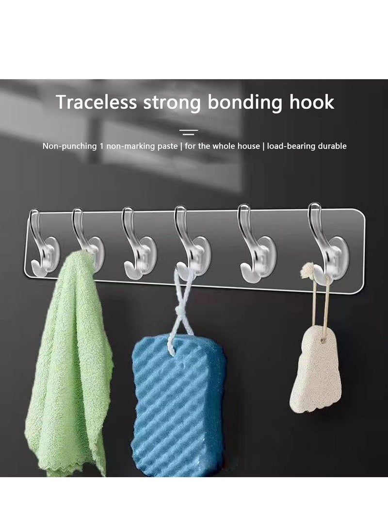 Bukela - 2 pcs Sticky Punch-Free Wall Hooks Transparent Row Hook Adhesive Row Hooks Paste Hook Waterproof Adhesive Row Hooks Punch-Free Hook. - Image 1