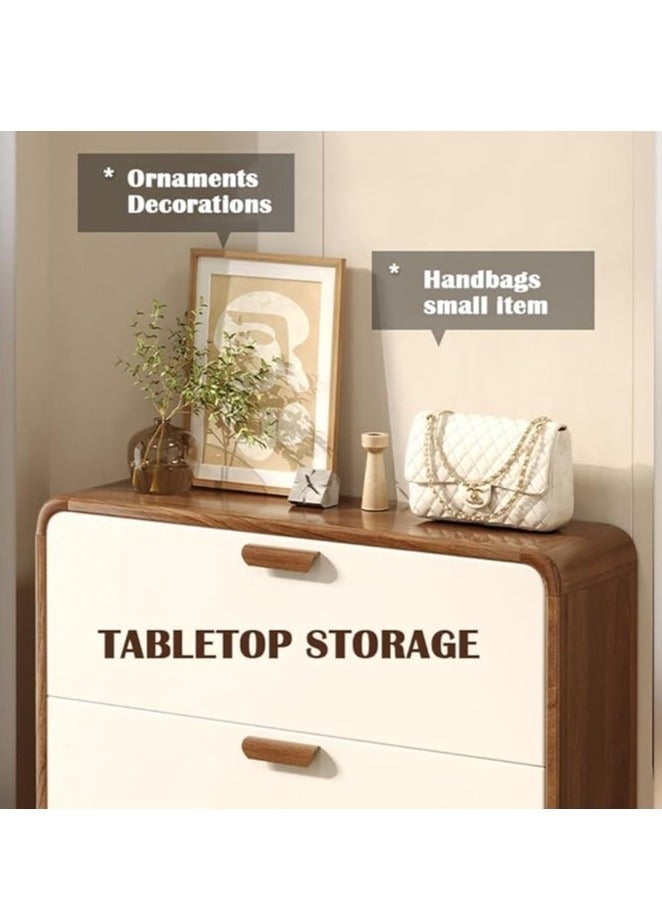 خزانة أحذية بثلاثة أدراج قابلة للطي، مقاس 100*24*119 سم، خزانة أحذية خشبية مخفية، خزانة تخزين أحذية منزلية عصرية، خزانة تخزين أحذية مستقلة للمدخل (أبيض، XG029) - Image 4