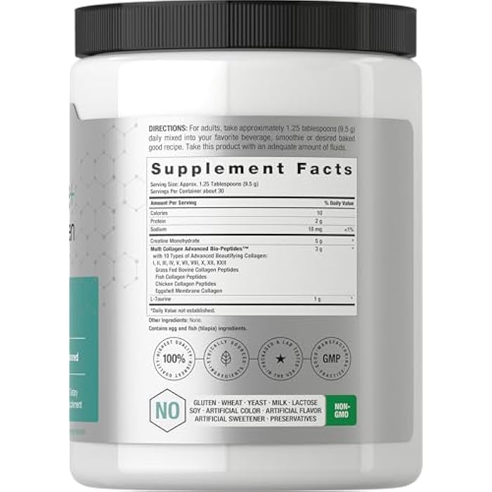 Horbäach Creatine Monohydrate Powder | with Collagen and L-Taurine | 10.05 oz | Unflavored | for Women and Men | Non-GMO, Gluten Free - Image 2