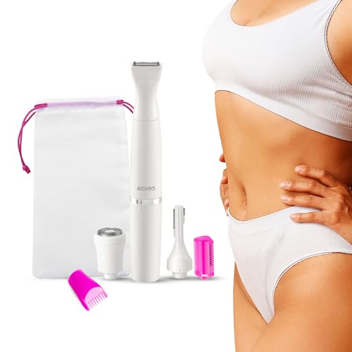 AGARO Rechargeable 3-in-1 Multi Trimmer For Women, Multipurpose Hair Remover for Women, Face, Leg, Eyebrow, Underarms, Bikini Trimmer, 90 minutes Runtime, White - Image 1