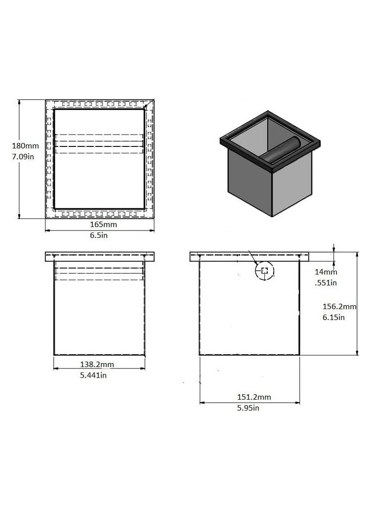 Rattleware - Rattleware Stainless Steel Knock Box | Heavy-Duty Espresso Grounds Container, Welded Bar, Durable and Efficient for Baristas - Quality Coffee Preparation (6"x5.5"x6") - Image 1