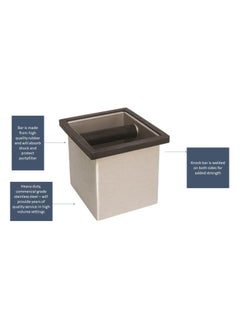 Rattleware Rattleware Stainless Steel Knock Box | Heavy-Duty Espresso Grounds Container, Welded Bar, Durable and Efficient for Baristas - Quality Coffee Preparation (6"x5.5"x6")  - Image 3