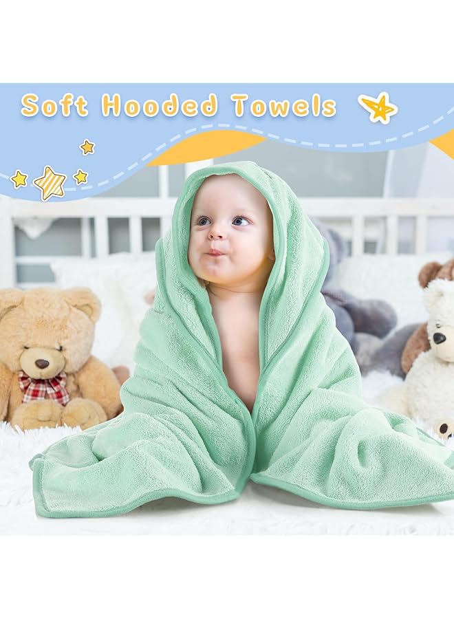 Excefore Baby Bath Towel 4 Pcs 31.5 X 31.5 Inch Coral Fleece Baby Hooded Towel Absorbent Soft Baby Towels For Newborn Cartoon Animal Hooded Bath Blanket For Newborns And Infants - Image 2