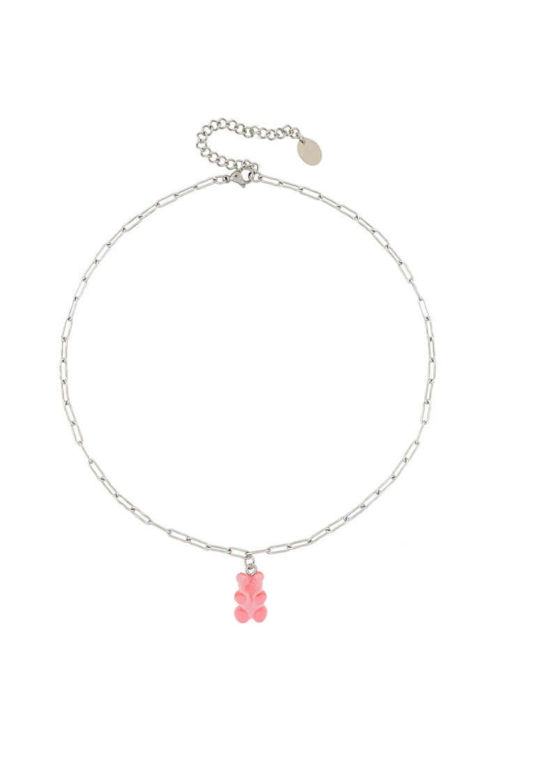 Fashionbox - Bella Gummy Bear Necklace Candy Pink/Coral/Rhodium Plated - Image 1