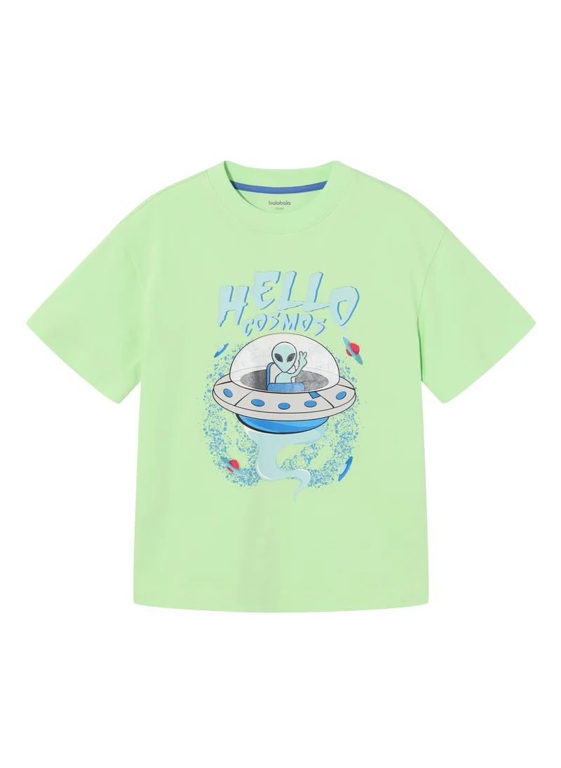 Balabala Kids Boy Round v-neck short-sleeved T-shirt