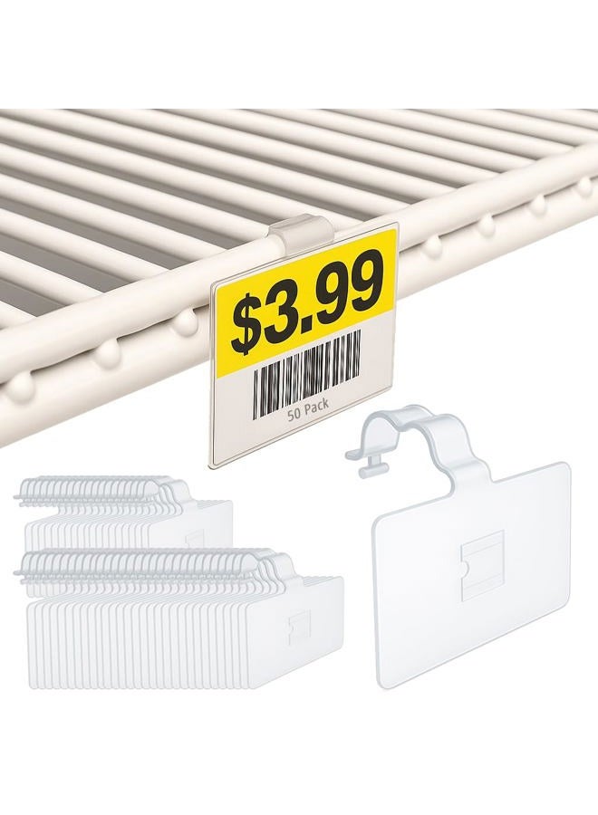 Store Fixtures Direct 2.25" L x 1.25" H Plastic Cooler/Refrigerator UPC Label Holder Clip Organizer for Double Wire Fridge Shelf - 50 Pack - Image 1
