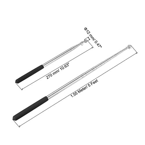 PATIKIL 5 Feet Telescopic Handheld Flagpole, Stainless Steel Extendable Retractable Baton Portable Guide Flag Pole for Tour Guides Teacher Pointer, Black - Image 2
