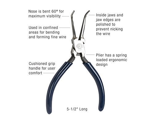 Jonard Tools Jonard JIC-3385 Curved Needle Nose Plier with Dark Blue Plastic Handle, 5-1/2" Length - Image 4