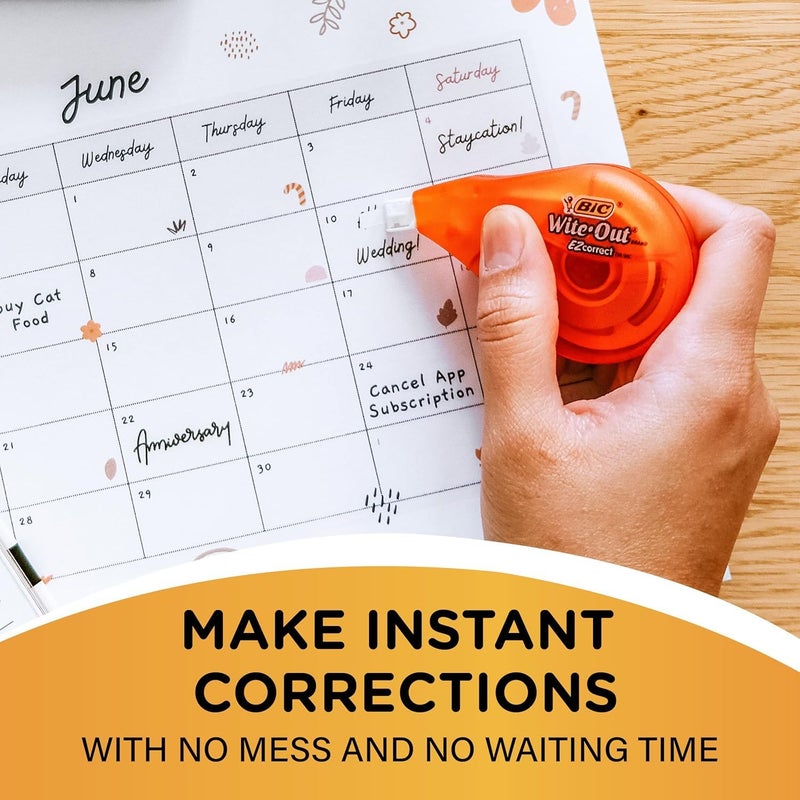 BIC Wite-Out EZ Correct Correction Tape, Tear-Resistant and No Dry Time, 18-Count Pack in White - Image 5