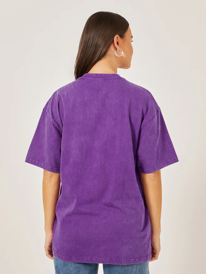 Styli Styli Acid Washed Graphic Print Short Sleeve Oversized T-Shirt
