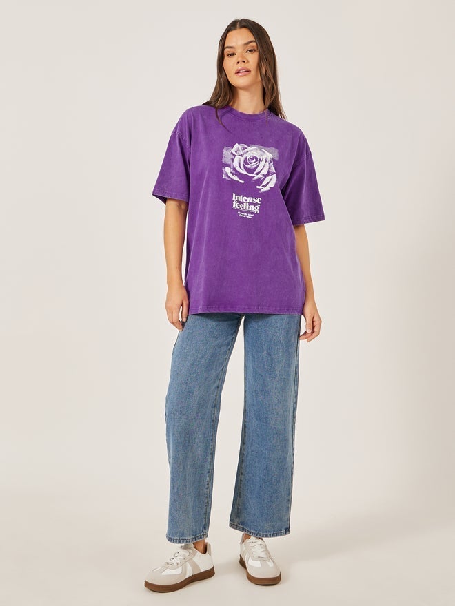 Styli Acid Washed Graphic Print Short Sleeve Oversized T-Shirt - Image 3