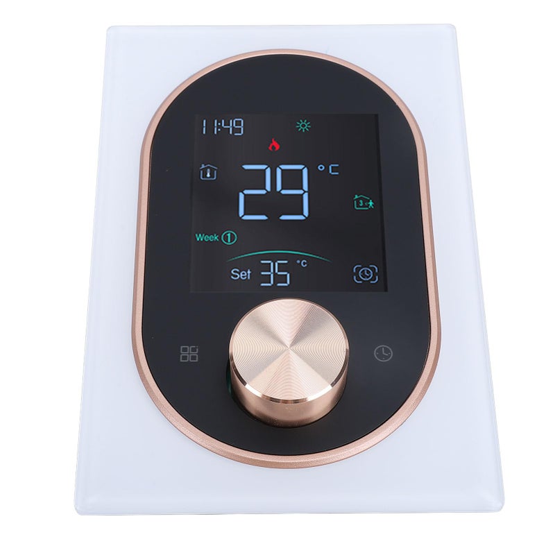 Smart Touchscreen Thermostat With Programming Knob Temperature Controller White - Image 3