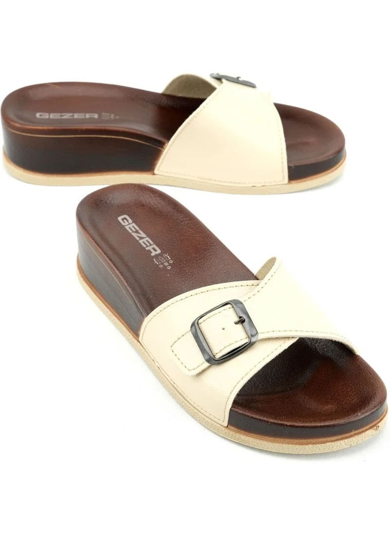 Gezer Summer Women's Single Buckle Adjustable Faux Leather Slippers