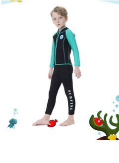 Loquat Children's Wetsuit 2.5MM Separate Body Warm Swimsuit For Boys And Girls Long Sleeve Winter Diving And Surfing Jellyfish Green  - Image 1