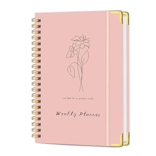 KAICN Undated Weekly Planner with Metal Corner Hardcover Notebook , A5 Size Journal with To Do List Planner, Habit Tracker,Weekly Goals for ADHD,Student, Office, Women, Men ,Gifts,6 x 8 inches，Spiral Bindding ,Pink - Image 1